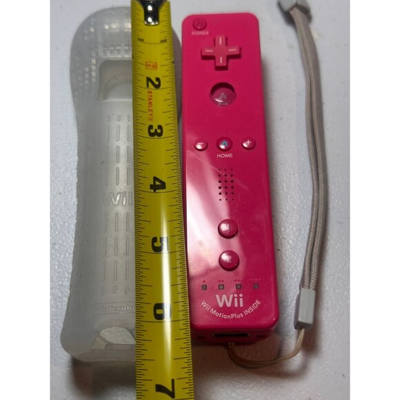 Nintendo Wii Remote Motion Plus Pink OEM Controller w/Sleeve +Wrist Band RVL-036 - Picture 3 of 14
